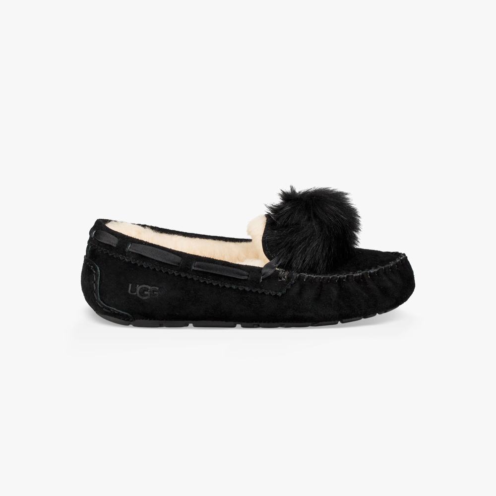 Chausson UGG Dakota Pom Pom Femme Noir Soldes 547EBXMU